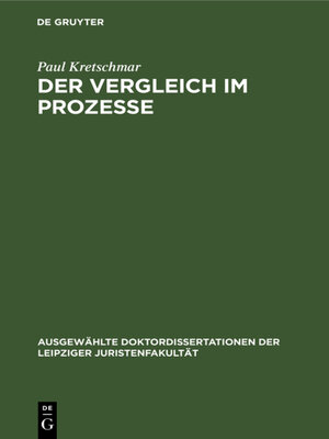 cover image of Der Vergleich im Prozesse